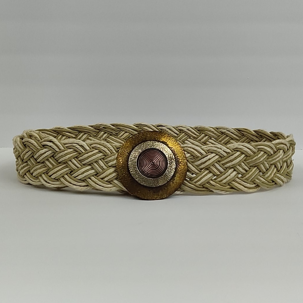 Vintage Woven Belt With Medallion Buckle